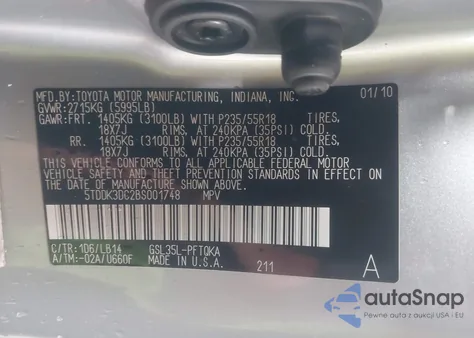 2011 Toyota Sienna Xle from USA, damaged, VIN 5TDDK3DC2BS001748